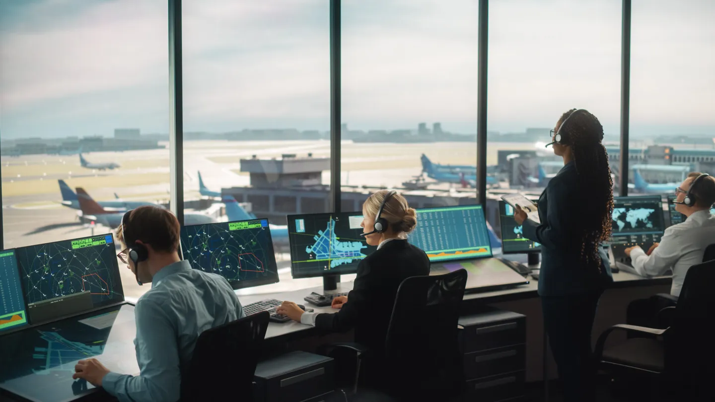 Air traffic controllers at work